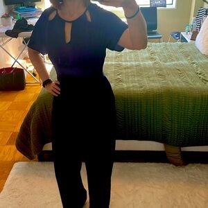 NWOT 19 Cooper evening romper jumpsuit silky blue with cutouts size xs